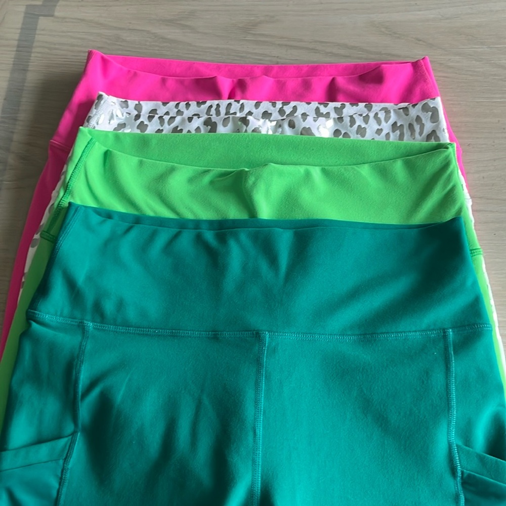 (3) Fabletic Leggings, Size Med, Excellent Condition, Fun Colors!
